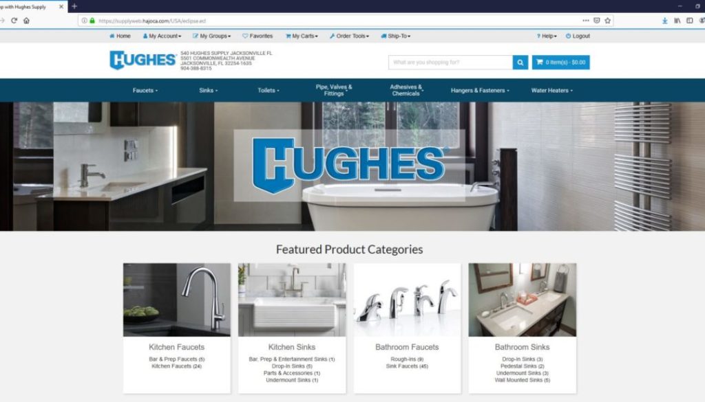 Hughes Supply Home Page Web Order Entry